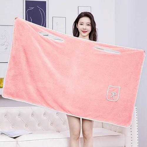 Vista 3 de Toalla de baño para niñas, forro polar coral, absorbente, bata de baño, bata de baño, playa, spa, sauna, bata de ducha
