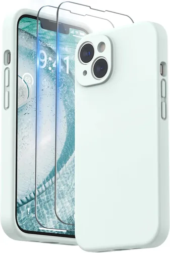 Vista 24 de SURPHY Compatible con iPhone 14 Funda con protector de pantalla (protección para la cámara y forro de microfibra suave) Funda de silicona líquida