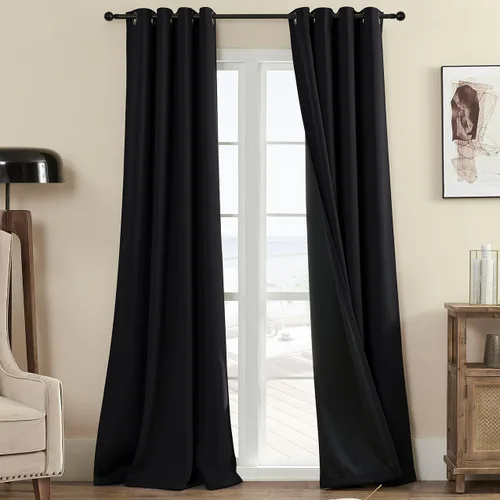 Vista 77 de Rutterllow - Cortinas 100% opacas, paneles de cortina con ojales, aislamiento térmico y bloqueo de luz para habitación y sala de estar