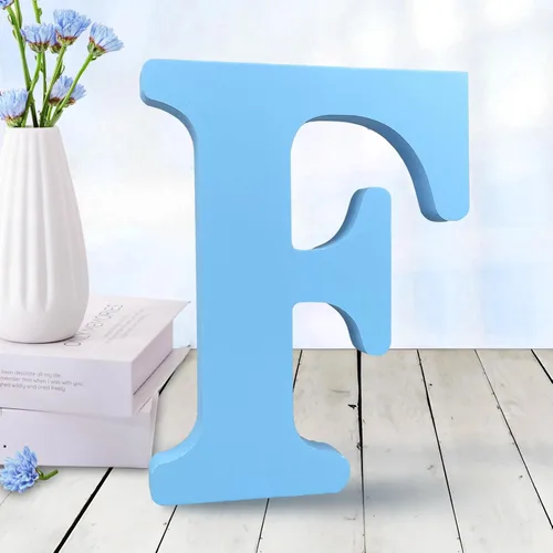 Vista 17 de AOCEAN - Letras de madera azul de 6 pulgadas, letras de madera sin terminar para decoración de pared, letras decorativas en pie, cortes de letras