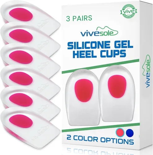 Vista 12 de ViveSole Taloneras de gel para dolor, fascitis plantar (par) – Almohadillas de silicona para alivio, espolones de talón, zapatos, tratamiento