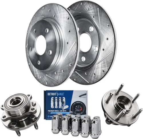 Vista 30 de Detroit Axle - Kit de frenos delanteros para Nissan Altima 2002-2006, Maxima 2002-2003, Infiniti I35 2002-2004, Rotores de freno de disco estriados