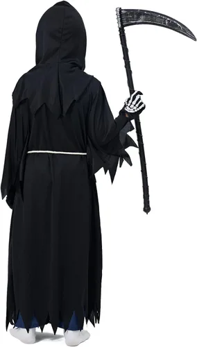 Vista 6 de Grim Reaper Halloween Costume for Kids Scream Costume with Light Up Red Eyes