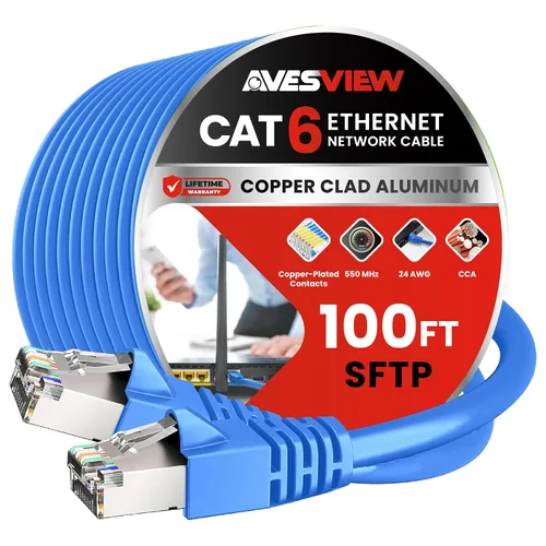 Vista 5 de Cable Ethernet blindado CAT 6 de 5 pies, para interiores de alta velocidad (SFTP) 10 Gbps blindado sin enganches, cable Ethernet de 5 pies