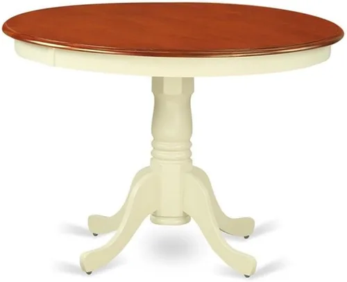 Vista 3 de East West Furniture HLIP3-BMK-W - Juego de comedor de 3 piezas que contiene una mesa de comedor redonda con pedestal y 2 sillas de cocina, 42 x 42