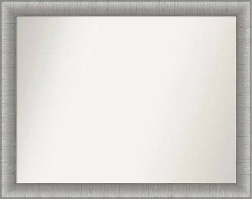 Vista 164 de Amanti Art Espejo de baño plateado para sobre el fregadero, 28 x 37 pulgadas, elegante espejo rectangular de peltre cepillado, marco de madera