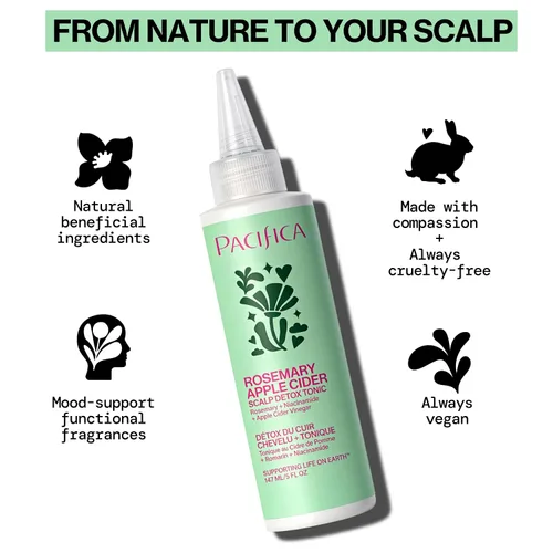 Vista 12 de Pacifica Tónico Desintoxicante para el Cuero Cabelludo – Exfoliante para el Cuero Cabelludo de Romero y Vinagre de Sidra de Manzana, Enjuague