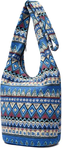 Vista 68 de Bolsa de hombro para mujer, de lona en estilo hippie/bohemio para llevar cruzada al hombro, disponible en diferentes colores y estampados