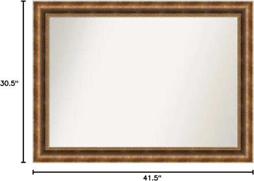 Vista 283 de Amanti Art Espejo de pared personalizado no biselado (25 x 25 pulgadas), marco de bronce acentuado, varios tamaños personalizados, espejo de baño