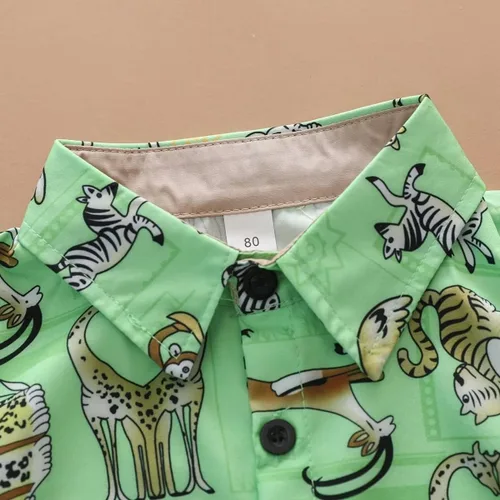 Vista 3 de HOQWOIAN Conjunto de ropa de 2 piezas de camisa de manga corta para niño