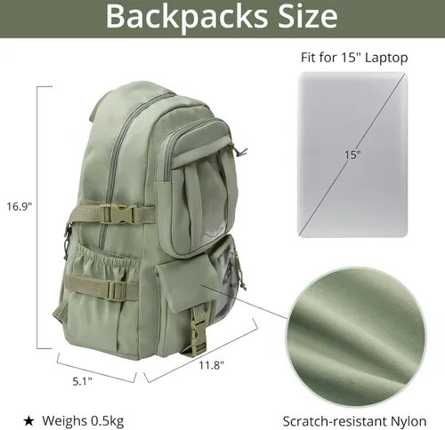 Vista 5 de AoMoon Mochila kawaii con bonito diseño en colores pastel para adolescentes, bolsas estéticas para estudiantes con pin Kawaii y accesorios lindos
