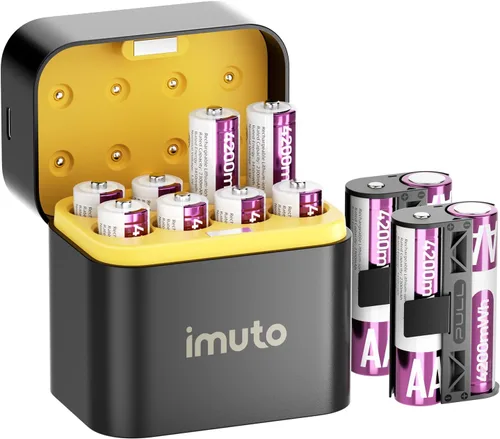 Vista 27 de imuto Baterías AA recargables con cargador, 3000 mWh aa Litio Paquete de 4