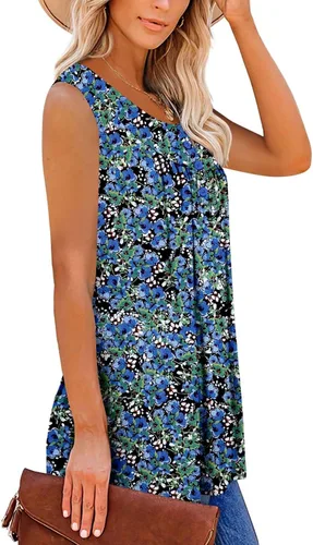Vista 3 de Camisetas sin mangas para mujer y camisetas florales de verano de manga corta