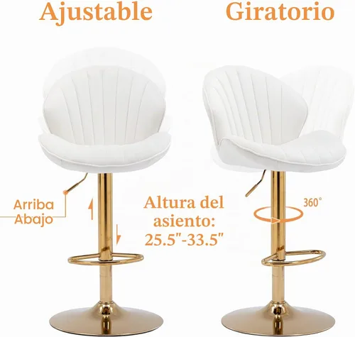 Vista 7 de Shunzhi Juego de 2 taburetes de bar giratorios modernos, taburetes de bar Beige