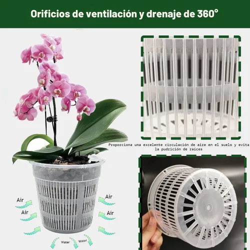 Vista 4 de Macetas para Orquídeas, Paquete de 12 Macetas para Orquídeas de 4.5 Pulgadas con Agujeros, Maceta Ranurada Transpirable para Orquídeas
