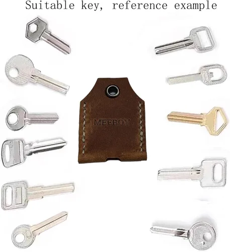 Vista 3 de handmade Keychain leather Protective Key Case Cover key fob protector Key Holder Small Home Storage Bag Key Ring Pouch