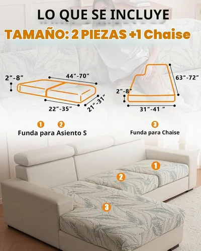 Vista 2 de Funda para sofá lavable, fundas para sofá seccional, fundas de sofá para 3 cojines, protector de sofá en forma de L apto para mascotas, fundas