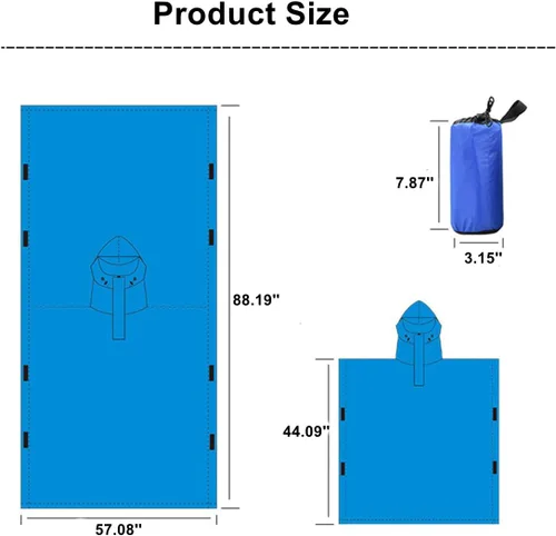 Vista 3 de UNISTRENGH Poncho impermeable Ripstop con capucha versátil, impermeable, impermeable, impermeable, para senderismo, senderismo, senderismo