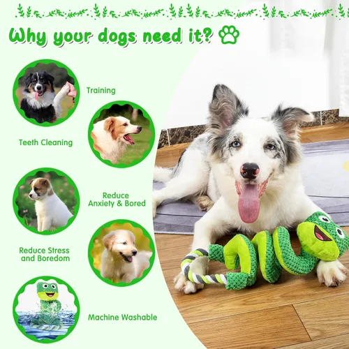 Vista 5 de VIWIK Juguetes interactivos chirriantes para perros, juguetes de peluche masticables para perros grandes, medianos y pequeños, juguetes inteligentes