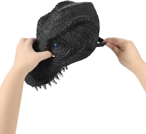 Vista 3 de haozaikeji Máscara realista de dinosaurio para Halloween, máscara de disfraz de T-Rex, transpirable, 3D, cubierta de cara de dinosaurio, dientes