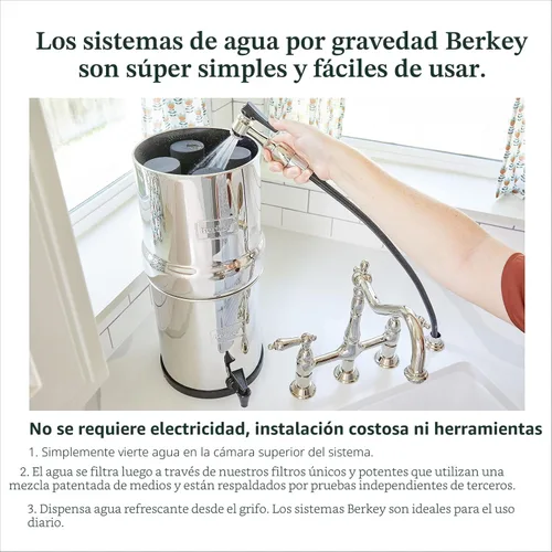 Vista 6 de Sistema de filtración de agua Berkey RB4X2-BB Royal de acero inoxidable con 2 elementos filtrantes negros