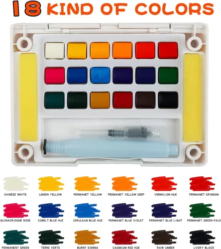 Vista 7 de Juego de pintura de acuarela, juego de pintura de viaje de colores vivos, juego de pintura fácil de agarrar, tamaño compacto, kit de acuarela