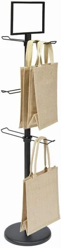 Vista 2 de HUBERT Tote Bag Rack 3 Tier 57 3/4" H Negro