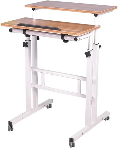 Vista 10 de Soges - Escritorio ajustable para computadora con ruedas, color negro