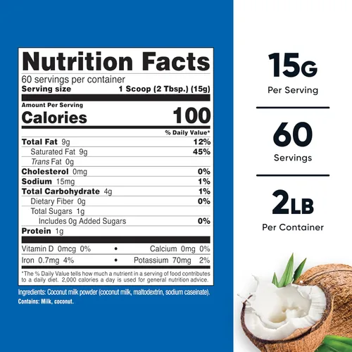 Vista 2 de Nutricost Leche de coco en polvo 2LBS