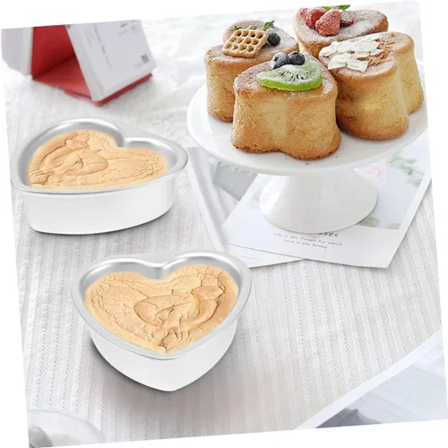 Vista 3 de Juego de decoración de pasteles de molde de pastel de corazón de 2 piezas, plata
