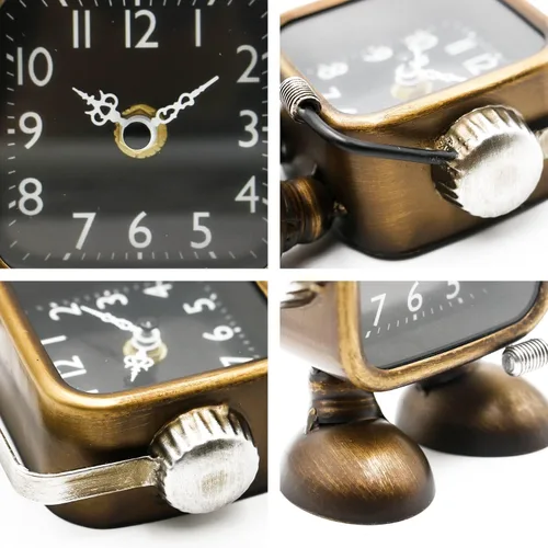 Vista 9 de YOUKI Reloj de mesa estilo steampunk retro en forma de robot, relojes de escritorio y estante de estilo industrial, relojes decorativos que