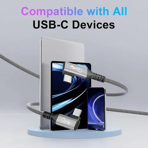 Vista 6 de Cable USB C a USB C de 100 W de 1 pie/12 pulgadas, velocidad de datos de 10