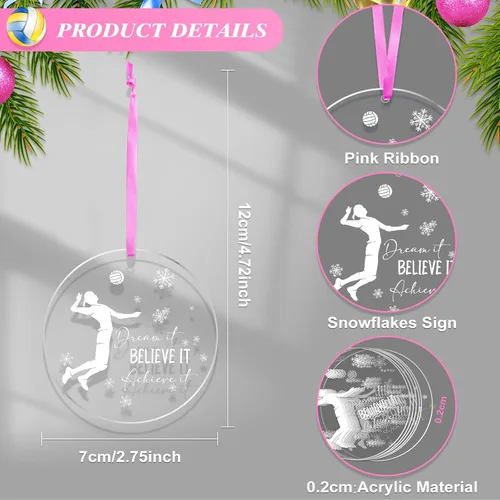 Vista 2 de 18 PIEZAS Adorno de Navidad de Voleibol Redondo de Acrílico Adorno Colgante de Jugador de Voleibol Adorno de Árbol de Navidad de Voleibol ¡Créelo!