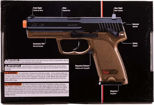 Vista 5 de HK Heckler & Koch USP - Pistola de aire comprimido con CO2 de 6 mm, acción estándar, color marrón oscuro