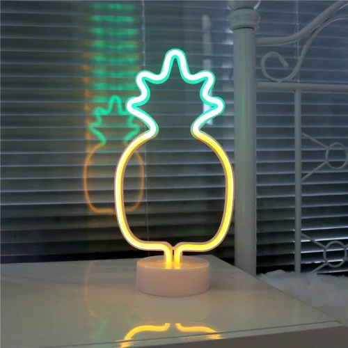 Vista 9 de Cartel de neón LED para interior, luz nocturna con base de soporte, funciona con batería/USB, luz decorativa de neón
