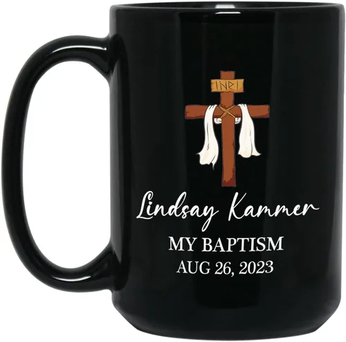 Vista 8 de Personalized Baptism Coffee Mug Gift With Baby Name & Date Baptized, Customized Baby Baptism Christening Black Ceramic Mug Gift For Dad Mom