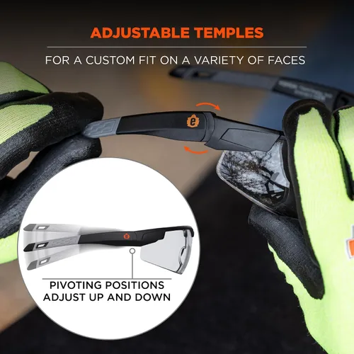 Vista 5 de Ergodyne Skullerz Dellenger Z87 - Gafas de seguridad antivaho con patillas ajustables