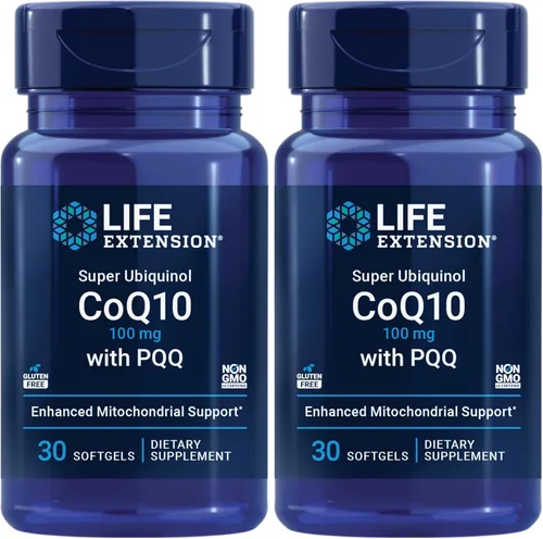 Vista 10 de Life Extension Super Ubiquinol CoQ10 con PQQ, coenzima Q10, pirroloquinolina quinona, suplemento de salud cardíaca, absorción máxima, 100 mg, sin