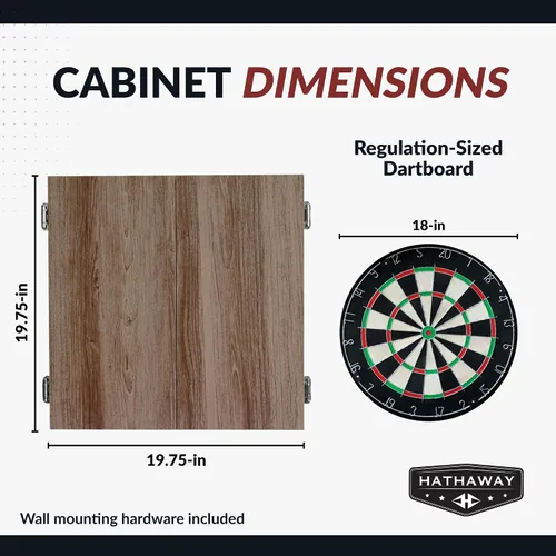 Vista 2 de Hathaway Winchester - Juego de diana y gabinete Driftwood