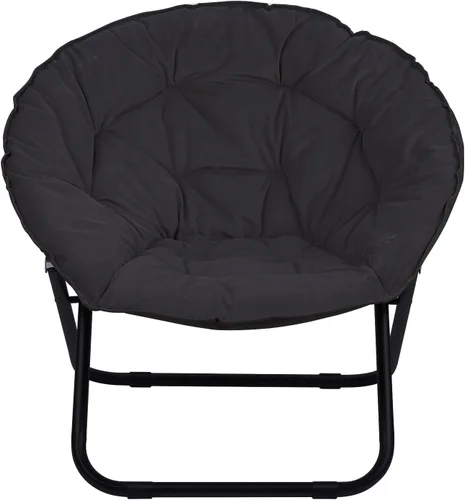 Vista 7 de Grezone Silla plegable de piel sintética, silla plegable portátil de luna suave para dormitorio, dormitorios, apartamentos, descanso, jardín y Negro