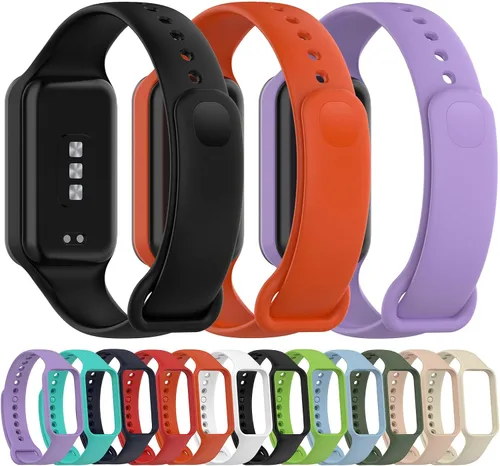 Vista 5 de Compatible con Redmi Band 2 correas de reloj con funda protectora, correa de repuesto de silicona deportiva ajustable para Xiaomi Redmi Band 2 Rosado