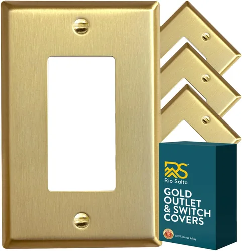 Vista 16 de Rio Salto BRASS Signature Collection MIDSIZE - Placa de pared de metal dorado para interruptor de luz o cubierta de tomacorriente, placa de pared