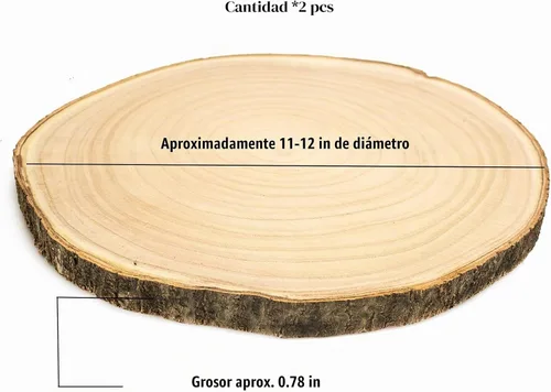 Vista 2 de 2 piezas de rodajas de madera grandes para centros de mesa de 11-12 pulgadas, rodajas redondas de madera para decoración de mesas, círculos