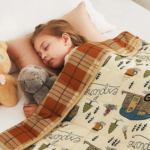 Vista 28 de CuteKing Manta pesada (2 libras, 36 x 48 pulgadas, gris) manta pesada para 40-60 libras, manta pesada para refrigeración y calefacción con cuentas