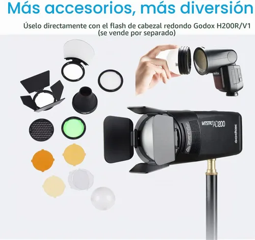 Vista 2 de Kit de Accesorios Godox AK-R1 para Cabezal de Flash Anular Godox H200R Godox AD100PRO / AD200 / AD200Pro / Godox V1 / Godox V1 Pro Cabezal de Flash