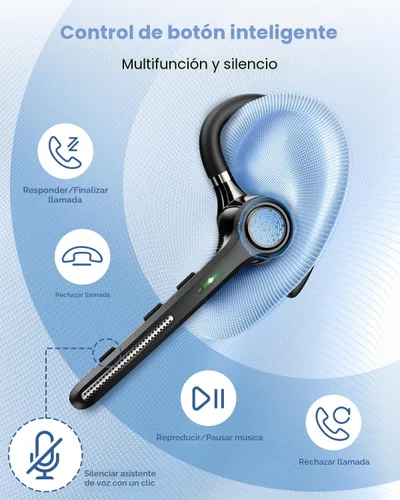Vista 9 de Ngsod Auriculares Bluetooth V5.4, auricular Bluetooth con funda de carga de 500 mAh, auriculares inalámbricos de tiempo de conversación de 50 horas