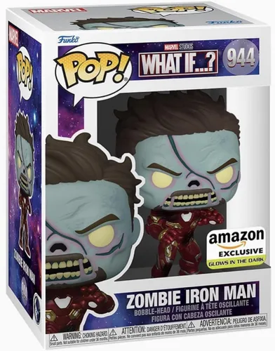 Vista 2 de Funko POP Marvel: What If? - Zombie Iron Man, exclusivo de Amazon que brilla en la oscuridad, multicolor, (58178)