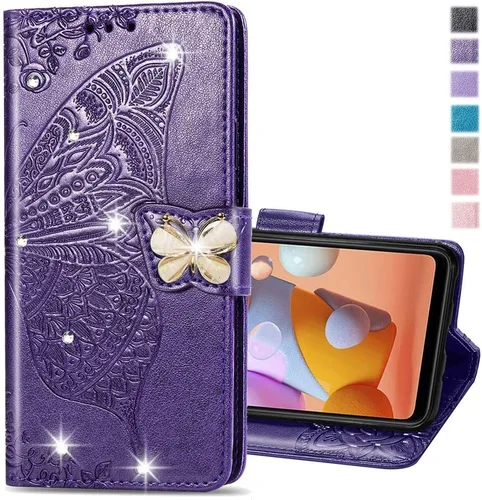 Vista 13 de Wallet Case for Samsung Galaxy Z Fold 5 Case Crystal Glitter Bling with Card Holder Stand Leather Flip Phone Case Diamond Butterfly Protective Case