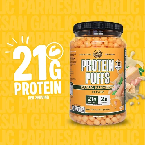 Vista 7 de Twin Peaks Inflados de Proteína - (Ajo Parmesano), Apto para Dieta Cetogénica, Refrigerio Bajo en Carbohidratos