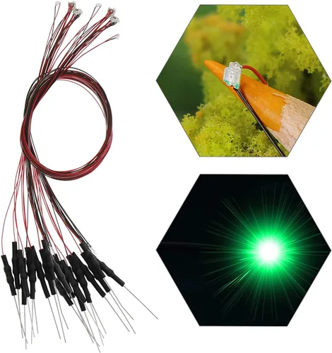 Vista 23 de L0603B 20pcs pre-cableado SMD LED 0603 Bule Diodo emisor de luz 12V Micro Litz Cable Cable Longitud 7.8 pulgadas (7.9 in) para DIY Manual